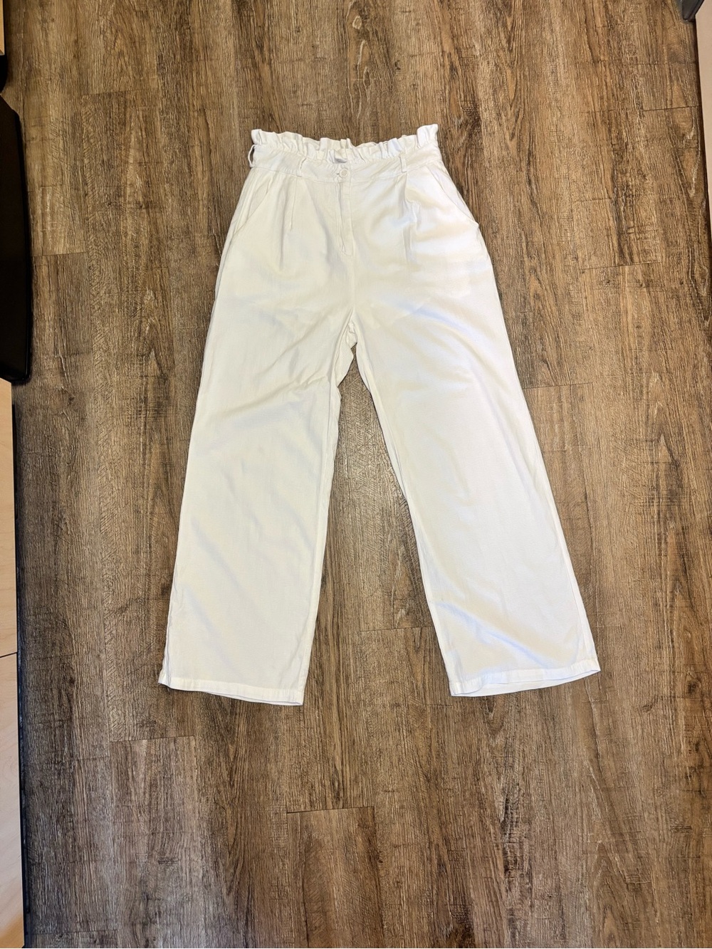 Waist Wide-Leg Trousers in White size M (0080)